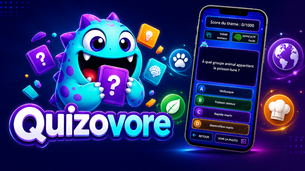 Visuel de présentation de l'application Quizovore